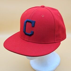 Cleveland Indians Hat Cap Fitted 7 1/4 Red Blue Cool Base New Era USA Made